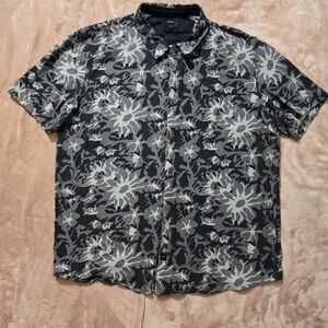 JEFF Short Sleeve Black and Gray Patterned Button Down Shirt Size XXLarge